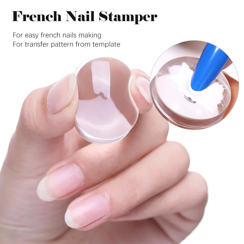 Прозрачный штамп для ногтей со скребком силиконовый французского маникюра