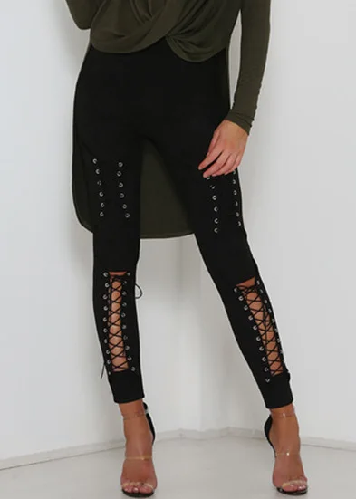 Sexy Women Lace Up Faux Suede Stretch Bodycon Pencil Pants Hollow Out Winter Female High Waist Bandage Pants
Sexy Women Lace Up Faux Suede Stretch Bodycon Pencil Pants Hollow Out Winter Female High Waist Bandage Pants