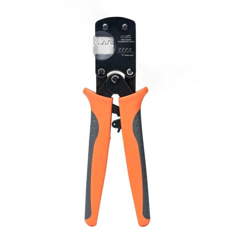 Ratchet Crimping Plier Hand Crimper Tools for Narrow-Pitch Connector Pins Crimp Range 0.03-0.5mm² (AWG: 32-20)
Ratchet Crimping Plier Hand Crimper Tools for Narrow-Pitch Connector Pins Crimp Range 0.03-0.5mm² (AWG: 32-20)