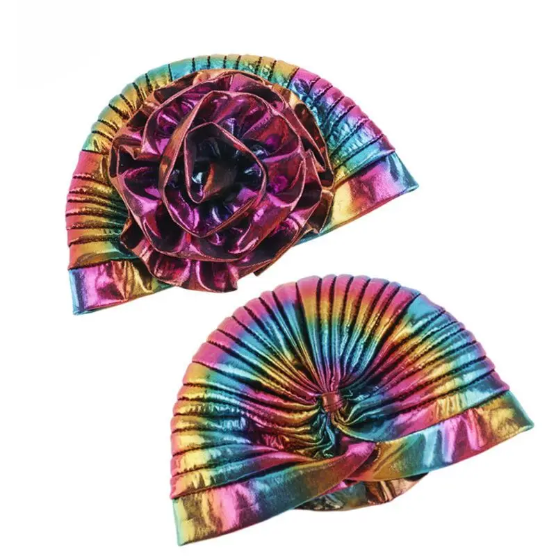 Women Hologram Metallic Rainbow Turban Hat Flower African Head Wrap Beanie Pre-Tied Elastic Bonnet Hair Loss Chemo Cap
Women Hologram Metallic Rainbow Turban Hat Flower African Head Wrap Beanie Pre-Tied Elastic Bonnet Hair Loss Chemo Cap