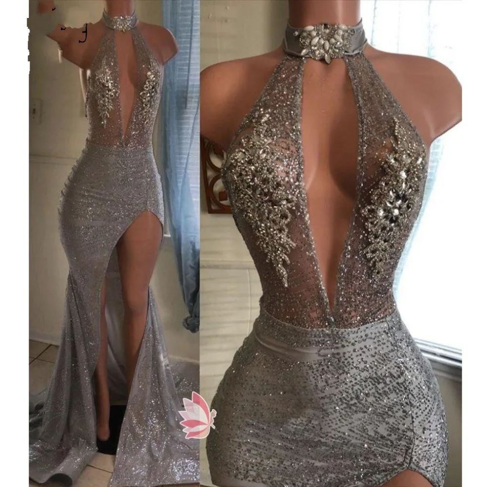 Real Image Sequin Party Dresses 2020 abiye Silver Backless Sexy Split Beading Prom Gowns Crystals Robe De Soiree
Real Image Sequin Party Dresses 2020 abiye Silver Backless Sexy Split Beading Prom Gowns Crystals Robe De Soiree