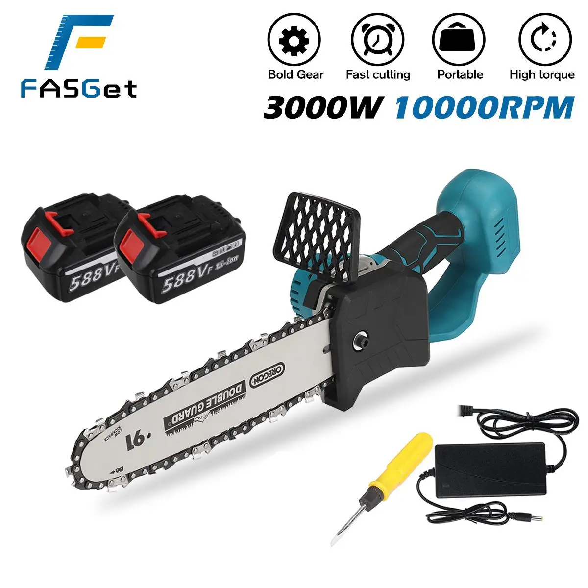 8/10 Inch Cordless Electric Saw Chainsaw 3000W 588VF With 2PC Li-ion Battery Brushless Motor Rechargeable Woodworking Tool
8/10 Inch Cordless Electric Saw Chainsaw 3000W 588VF With 2PC Li-ion Battery Brushless Motor Rechargeable Woodworking Tool