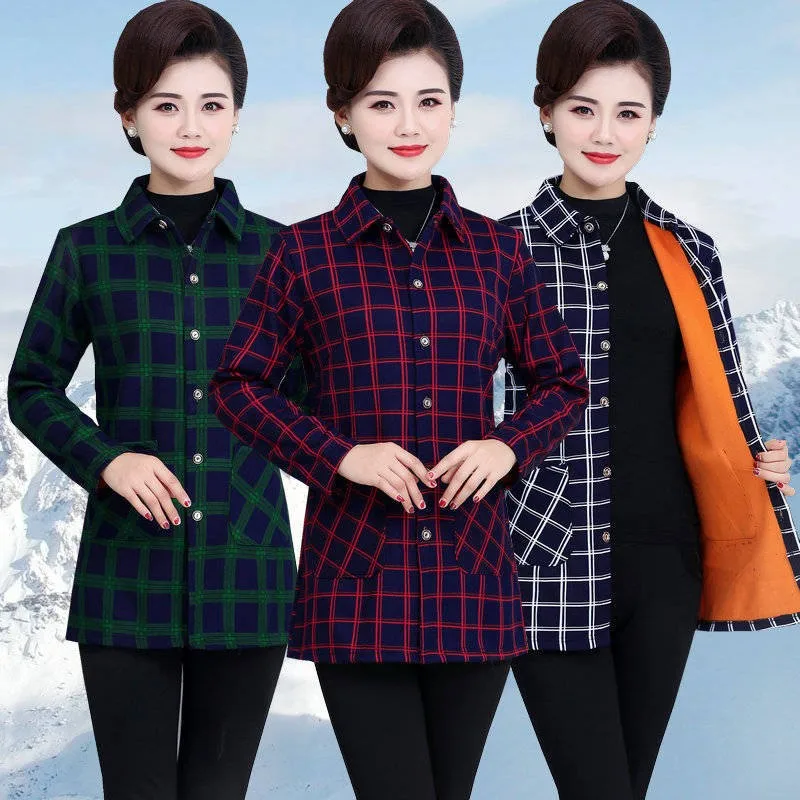 Женские пальто размера плюс, зимние теплые блузки Camisa Femininas с длинным рукавом, плотная Вельветовая рубашка в клетку, фланелевые рубашки из ч... 
Женские пальто размера плюс, зимние теплые блузки Camisa Femininas с длинным рукавом, плотная Вельветовая рубашка в клетку, фланелевые рубашки из ч...