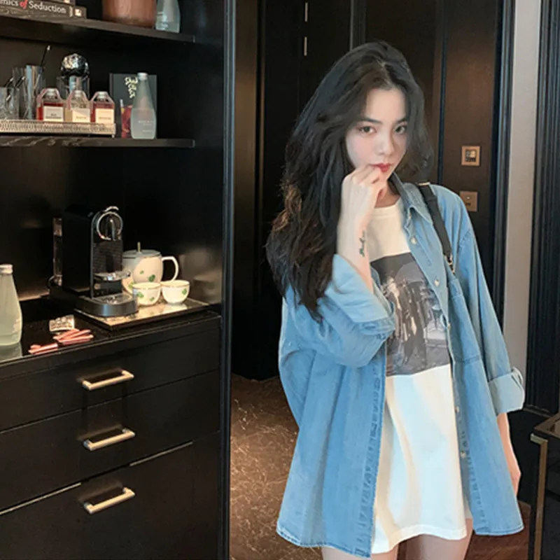 Fashion Slim Denim Shirt Women's 2021 Net Red Shirt Loose Casual College Style Long Sleeve Jacket Korean Jeans
Fashion Slim Denim Shirt Women's 2021 Net Red Shirt Loose Casual College Style Long Sleeve Jacket Korean Jeans