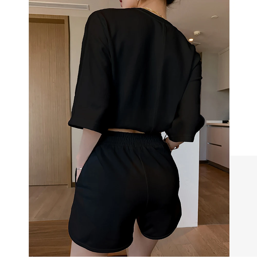 Summer Fashion Cottton Two Piece Set Women T-Shirt Casual Sport Wear White Black O-Neck Short Sleeve 2 Piece Sets Short Womens
Summer Fashion Cottton Two Piece Set Women T-Shirt Casual Sport Wear White Black O-Neck Short Sleeve 2 Piece Sets Short Womens