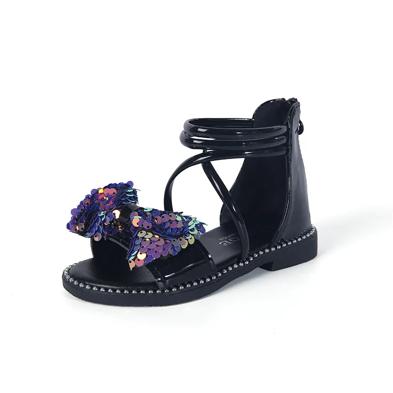 Cute Casual Little Girl Shoes Summer Fashion High-top Open-toe Kids Bow Sequined Silver Black Roman Princess Shoes 
Cute Casual Little Girl Shoes Summer Fashion High-top Open-toe Kids Bow Sequined Silver Black Roman Princess Shoes