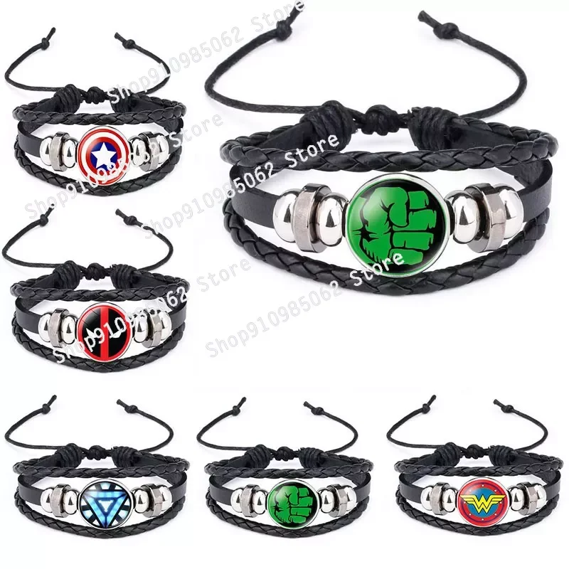 Hot Disney Marvel Badge Captain America Superman Spiderman Flash Hulk Gemstone Leather Bracelet Cosplay Set Birthday Gift
Hot Disney Marvel Badge Captain America Superman Spiderman Flash Hulk Gemstone Leather Bracelet Cosplay Set Birthday Gift