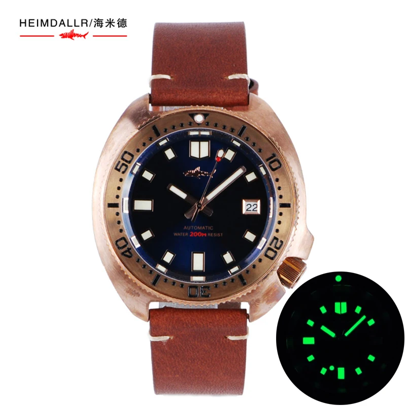 Heimdallr Watch CuSn8 Bronze Diver Mechanical Wristwatch 200m Waterproof 45MM Dial Leather Strap NH35A Automatic Self Wind
Heimdallr Watch CuSn8 Bronze Diver Mechanical Wristwatch 200m Waterproof 45MM Dial Leather Strap NH35A Automatic Self Wind