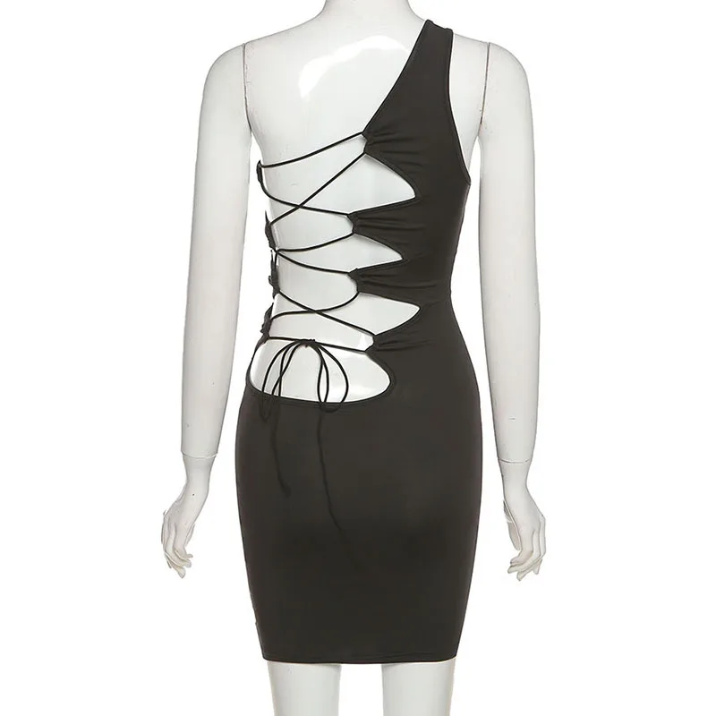 2021 New Summer Sexy Bandage Backless Dress Women Solid Color One Shoulder Hip Ladies Slim Hollow Out Party Bodycon Dress
2021 New Summer Sexy Bandage Backless Dress Women Solid Color One Shoulder Hip Ladies Slim Hollow Out Party Bodycon Dress