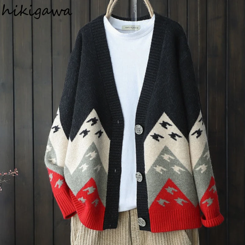 Hikigawa Women's Clothes Long Sleeve Vintage Tops for Women Korean Fashion Jacquard Casual Cardigan Oversized Men Sweater Jumper
Hikigawa Women's Clothes Long Sleeve Vintage Tops for Women Korean Fashion Jacquard Casual Cardigan Oversized Men Sweater Jumper