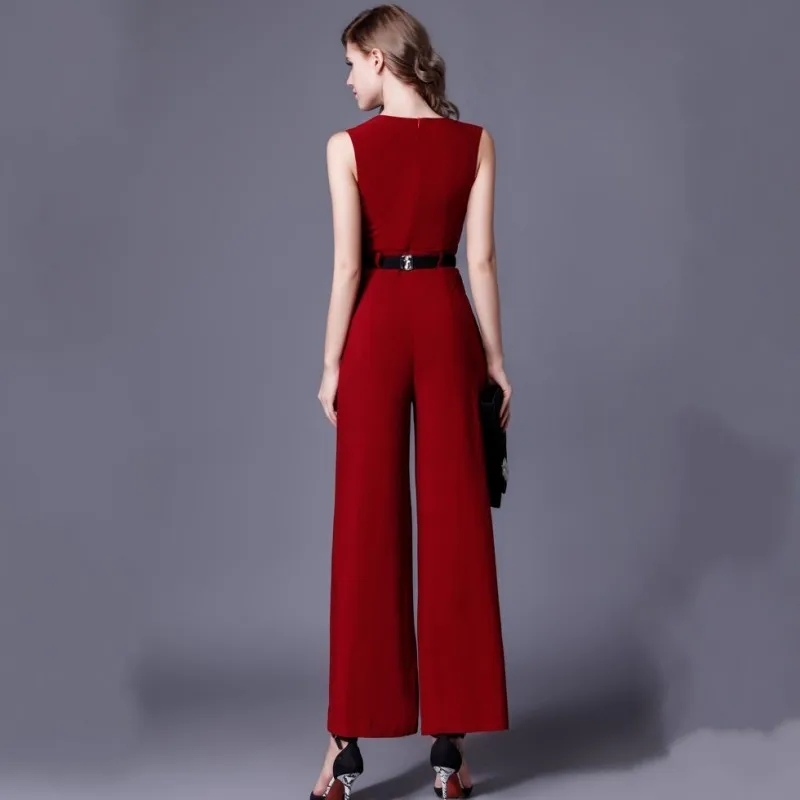 Fashion Women Sexy V Neck Sleeveless Jumpsuit Ankle Length Wide Leg One Piece Playsuits Office Ladies High Waist Sashes Bodysuit
Fashion Women Sexy V Neck Sleeveless Jumpsuit Ankle Length Wide Leg One Piece Playsuits Office Ladies High Waist Sashes Bodysuit