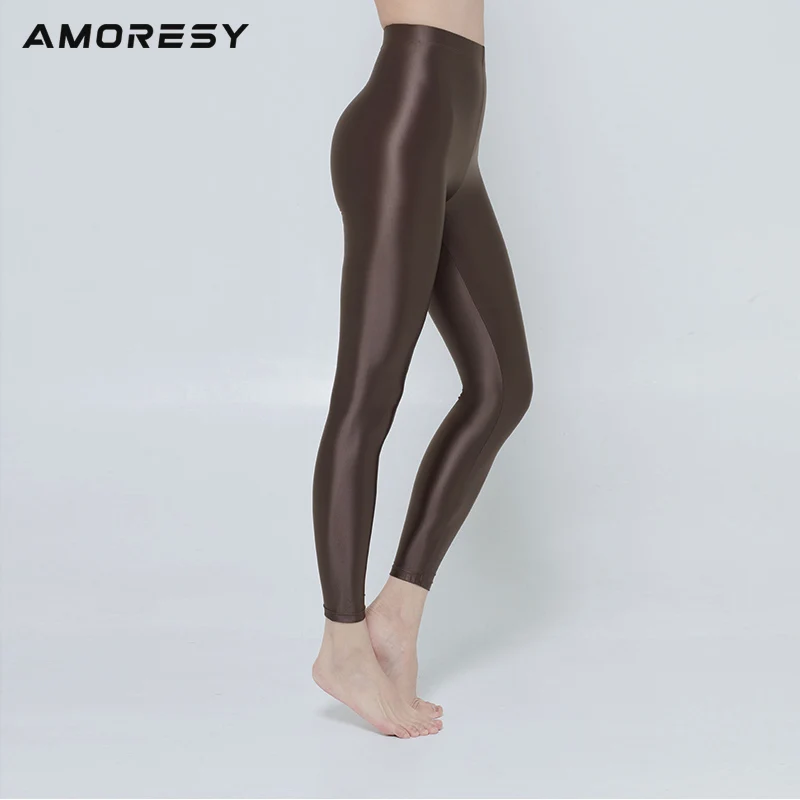 AMORESY новые расцветки M-3XL атласный блеск Непрозрачный leggless Штаны блестящие