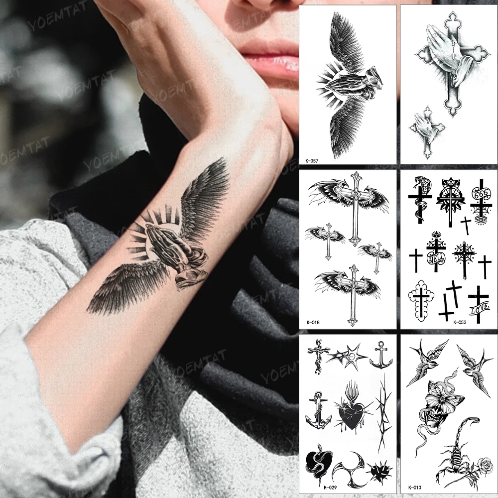 Waterproof Temporary Tattoo Sticker Hands Praying Wings Cross Bird Scorpion Black Tatoo Arm Flash Tatto Man Woman Child Tattoos
Waterproof Temporary Tattoo Sticker Hands Praying Wings Cross Bird Scorpion Black Tatoo Arm Flash Tatto Man Woman Child Tattoos