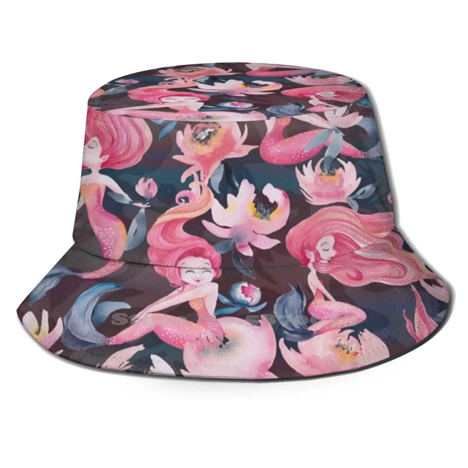 Mini Mermaid Mischief Pattern Design Printed Travel Bucket Hats Mermaid Mermay Mermaids Floral Blush And Indigo Dark Blue
Mini Mermaid Mischief Pattern Design Printed Travel Bucket Hats Mermaid Mermay Mermaids Floral Blush And Indigo Dark Blue