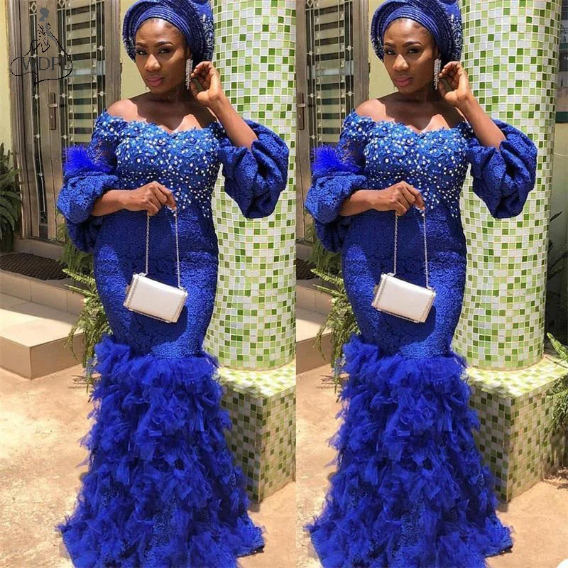 Aso Ebi Style Prom Dresses Mermaid Ruffles Beads Appliqued Lace Evening Dresses Sexy Blue Africa Dubai Arabic Red Carpet Dress
Aso Ebi Style Prom Dresses Mermaid Ruffles Beads Appliqued Lace Evening Dresses Sexy Blue Africa Dubai Arabic Red Carpet Dress