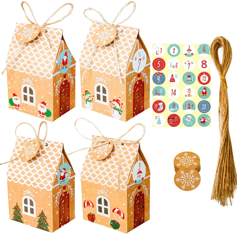 Christmas House Gift Box 24 Sets Kraft Paper Cookies Candy Bag Snowflake Tags 1-24 Advent Calendar Stickers Hemp Rope Party
Christmas House Gift Box 24 Sets Kraft Paper Cookies Candy Bag Snowflake Tags 1-24 Advent Calendar Stickers Hemp Rope Party