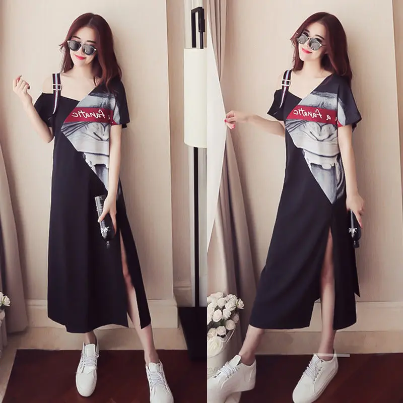 2021 Woman Dress Fashion Plus Size Strapless Dress Irregular Slash Neck Korean Open Side Split Dresses Lovely Ankel-length Robe
2021 Woman Dress Fashion Plus Size Strapless Dress Irregular Slash Neck Korean Open Side Split Dresses Lovely Ankel-length Robe