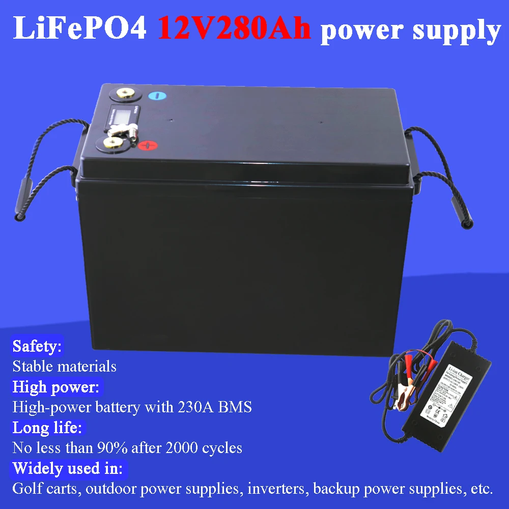 12V 280Ah lifepo4 battery DIY 12.8V rechargeable battery pack for E-scooter RV Solar Energy storage system 14.6V 10A charger
12V 280Ah lifepo4 battery DIY 12.8V rechargeable battery pack for E-scooter RV Solar Energy storage system 14.6V 10A charger