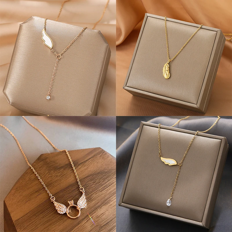 YAOLOGE 316L Stainless Steel Wholesale 2021 Trend Angel Wings Fairy Pendant Necklace For Women Party Gift Fashion Jewelry New
YAOLOGE 316L Stainless Steel Wholesale 2021 Trend Angel Wings Fairy Pendant Necklace For Women Party Gift Fashion Jewelry New