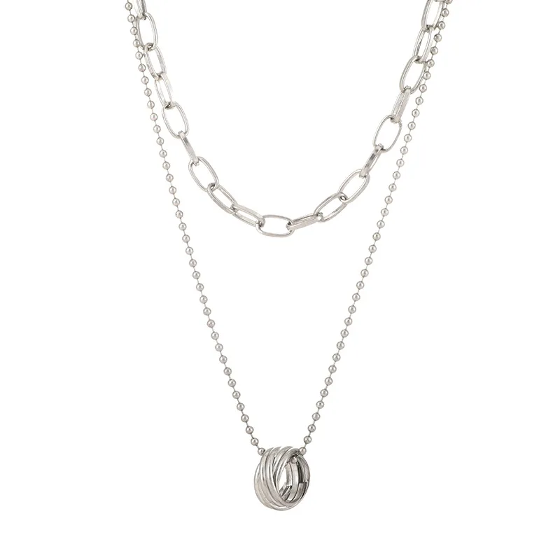 Punk Geometric Silver Color Double Layers Chain Hollow Circle Pendant Necklace For Women Trendy Metal Chain Hip hop Jewelry
Punk Geometric Silver Color Double Layers Chain Hollow Circle Pendant Necklace For Women Trendy Metal Chain Hip hop Jewelry