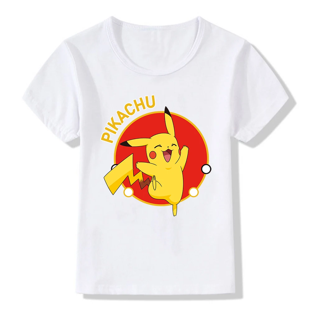 Детская футболка с изображением покемона Пикачу принтом в виде фигурок животных