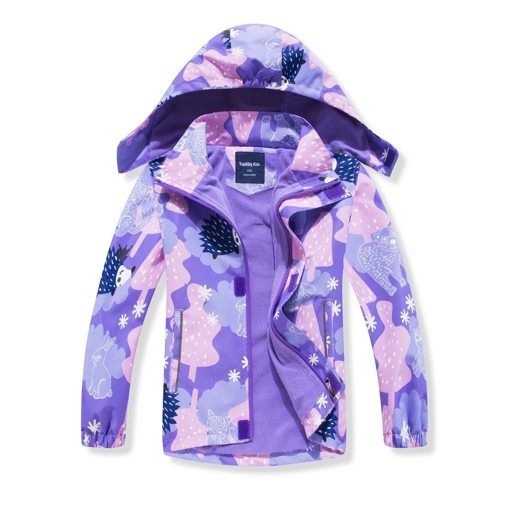 

New 2021 Spring Autumn Child Kid Clothe Baby Girl Windproof Waterproof Jacket Outwear Double Deck Inner Polar Fleece