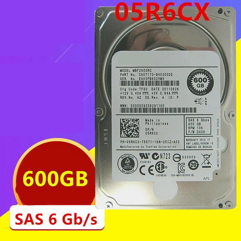 

Original New HDD For Dell 600GB 2.5" SAS 6 Gb/S 64MB 10000RPM For Internal HDD For Server HDD For 05R6CX 5R6CX MBF2600RC