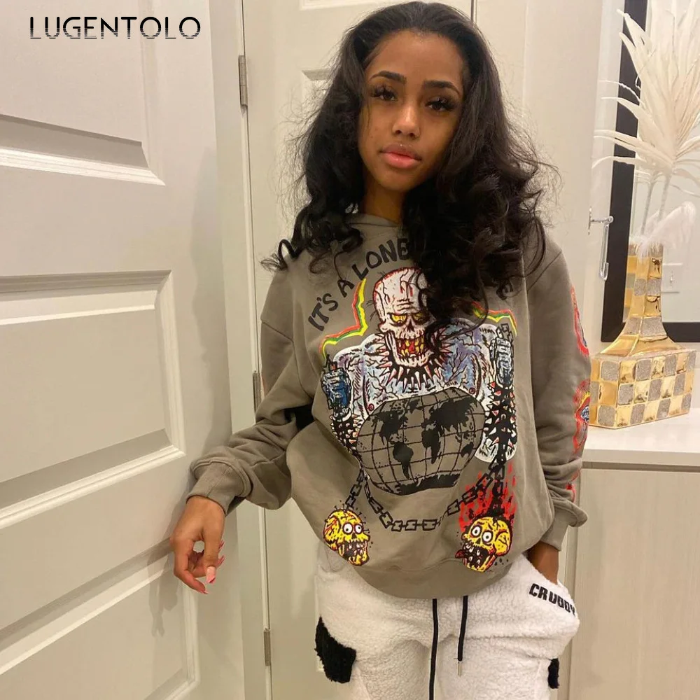 Hoodies Women Spring Skull Print Long Sleeve Casual Loose Straight Female Fashion Pullover Street Sweatshirts Lugentolo
Hoodies Women Spring Skull Print Long Sleeve Casual Loose Straight Female Fashion Pullover Street Sweatshirts Lugentolo