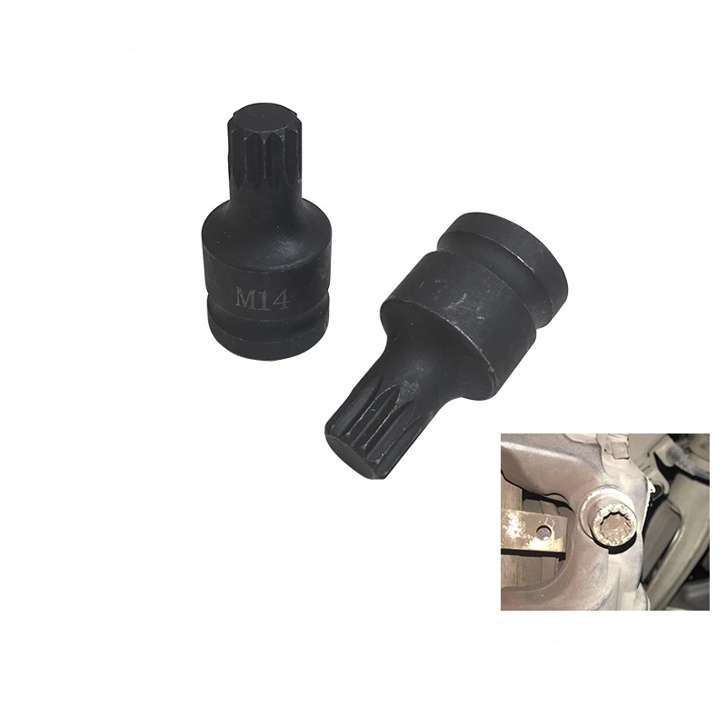 1Pc Black 1/2 inch 14mm M14 12pt Triple Square Socket Rear Caliper Removing Tool fit for V-W M-K-V
1Pc Black 1/2 inch 14mm M14 12pt Triple Square Socket Rear Caliper Removing Tool fit for V-W M-K-V