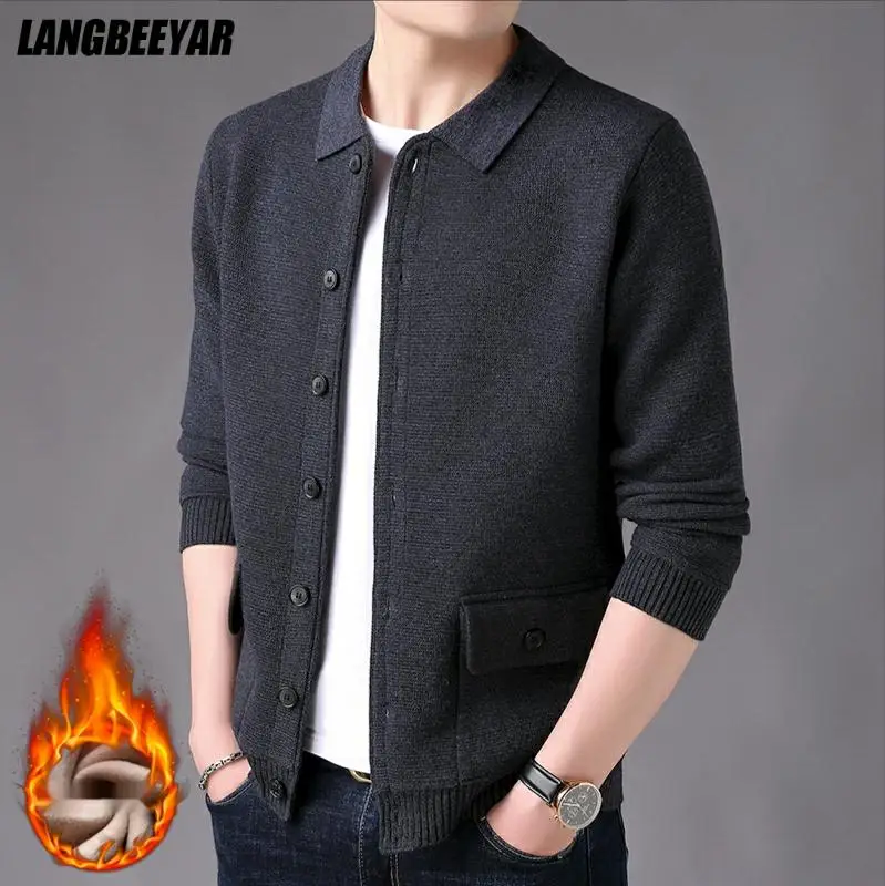 Warm Thick Velvet New Autum Winter Brand Fashion Knit Cardigan Lapel Sweater Casual High Quality Coats Jacket Mens Clothing 2021
Warm Thick Velvet New Autum Winter Brand Fashion Knit Cardigan Lapel Sweater Casual High Quality Coats Jacket Mens Clothing 2021