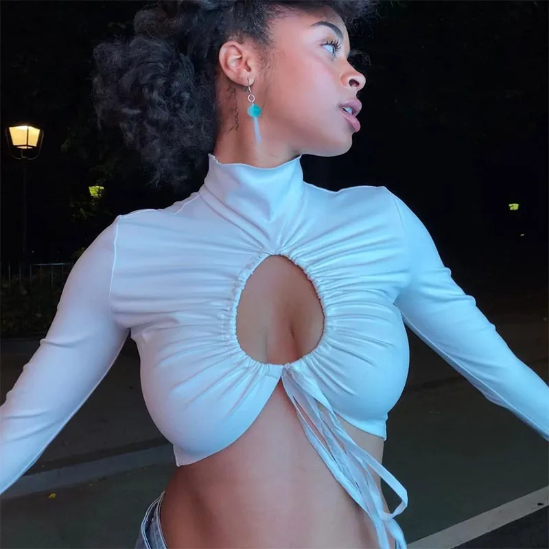 Hollow Out Tees Top Sexy Short Ruched Tee Long Sleeve Solid High Neck Tops Cropped Women Spring Clothes Hot Streetwear Crop Top
Hollow Out Tees Top Sexy Short Ruched Tee Long Sleeve Solid High Neck Tops Cropped Women Spring Clothes Hot Streetwear Crop Top