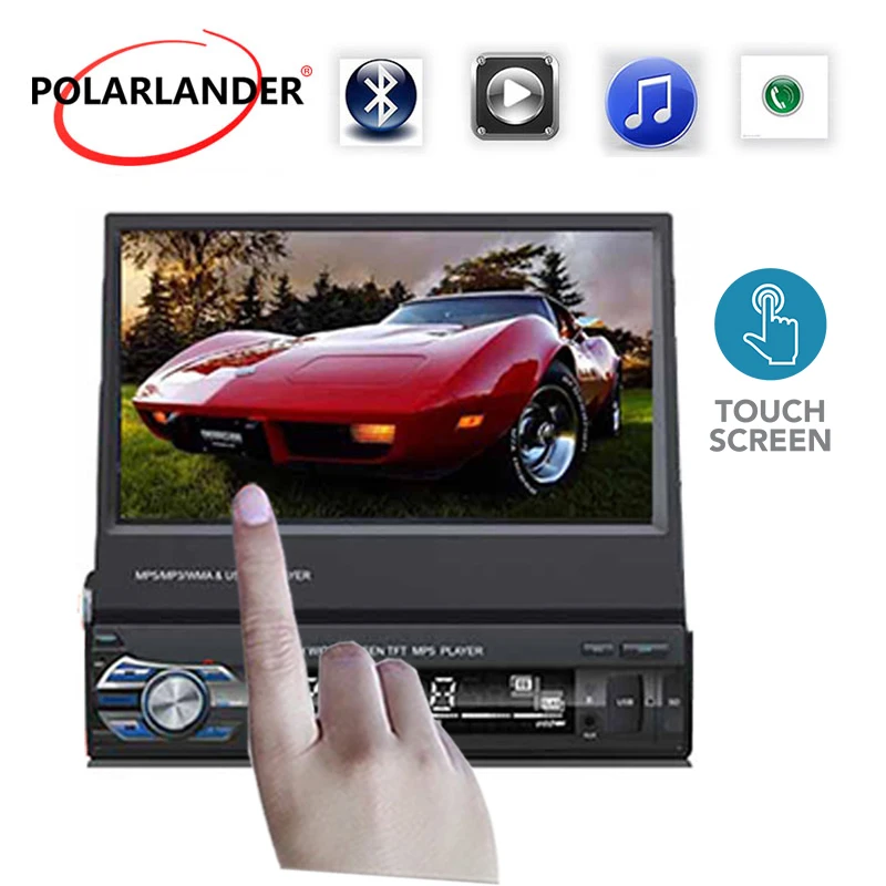 

7 Inch 1 Din Bluetooth Wince Car Radio Touch Screen MirrorLink FM BT USB TF AUX Retractable Screen MP5 Player
