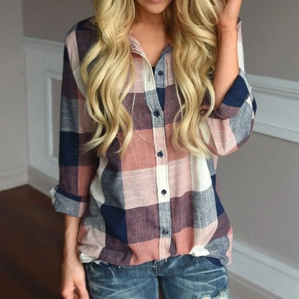 Vintage Women Plaid Shirt Top Spring Long Sleeve Button Down Shirts Female Casual Cotton Blouses Tunics Clothing
Vintage Women Plaid Shirt Top Spring Long Sleeve Button Down Shirts Female Casual Cotton Blouses Tunics Clothing