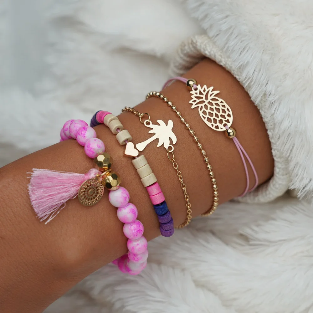 Bohemian Pink Tassel Beads Bracelets for Women 5 PCS/Set Pineapple Heart Coconut Tree Multilayer Bracelet Jewelry Gift Bracelet
Bohemian Pink Tassel Beads Bracelets for Women 5 PCS/Set Pineapple Heart Coconut Tree Multilayer Bracelet Jewelry Gift Bracelet