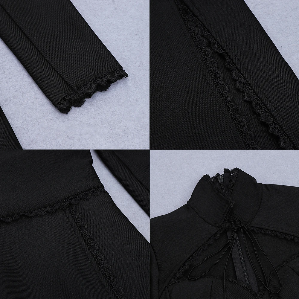 Bandage Dresses For Women Winter Sexy Black Long Puff Sleeve Hollow Out Stand Collar Slim Split Dress Elegant Woman Party Dress
Bandage Dresses For Women Winter Sexy Black Long Puff Sleeve Hollow Out Stand Collar Slim Split Dress Elegant Woman Party Dress