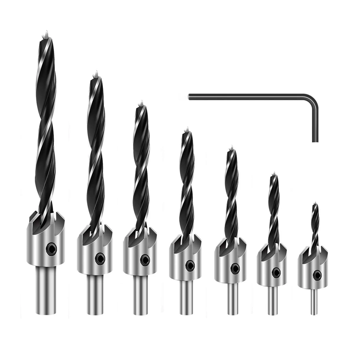 COMOWARE 7Pcs Tool Kits Countersink Different Wood Drills Bit HSS Drill Bits Woodworking Tools Automatic Punching Cone Set
COMOWARE 7Pcs Tool Kits Countersink Different Wood Drills Bit HSS Drill Bits Woodworking Tools Automatic Punching Cone Set