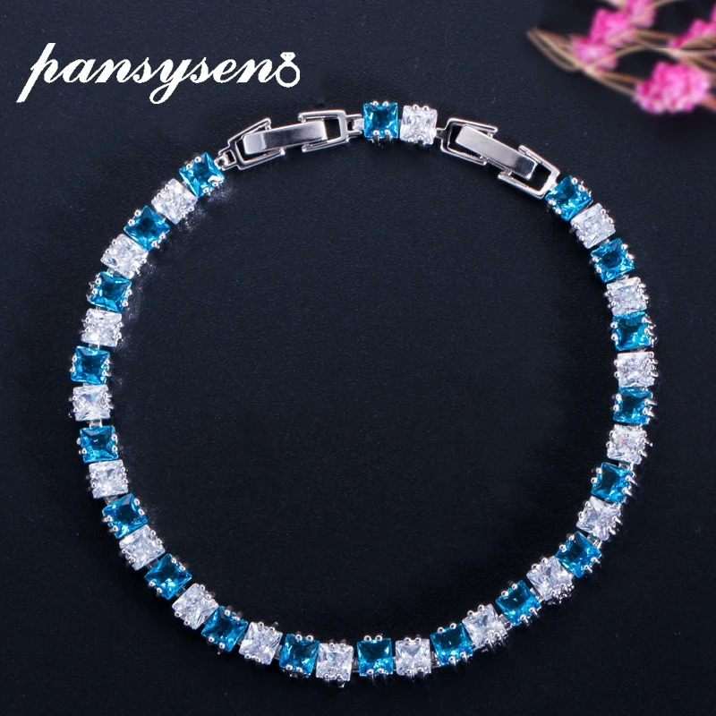 PANSYSEN Luxury 18CM Sea Blue Topaz Aquamarine 925 Sterling Silver Charm Bracelets for Women Party Fine Jewelry Bangle Bracelet
PANSYSEN Luxury 18CM Sea Blue Topaz Aquamarine 925 Sterling Silver Charm Bracelets for Women Party Fine Jewelry Bangle Bracelet