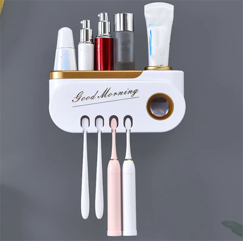 Wall Mouted Toothbrush Holder Automatic Toothpaste Squeezer Dispenser Bathroom Accessories Bathroom Storage Rack
Wall Mouted Toothbrush Holder Automatic Toothpaste Squeezer Dispenser Bathroom Accessories Bathroom Storage Rack