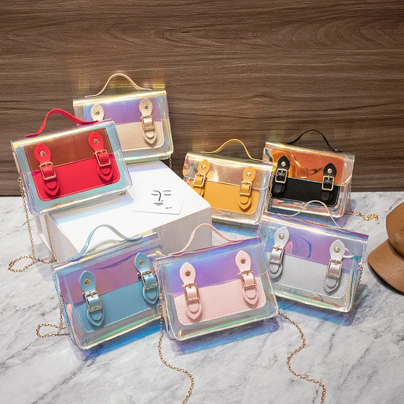 Laser Crossbody Bag for Women Transparent Leather Chain Bag Fashion Wild Mini Shoulder Messenger Bag PVC Small Tote Bag 2021
Laser Crossbody Bag for Women Transparent Leather Chain Bag Fashion Wild Mini Shoulder Messenger Bag PVC Small Tote Bag 2021
