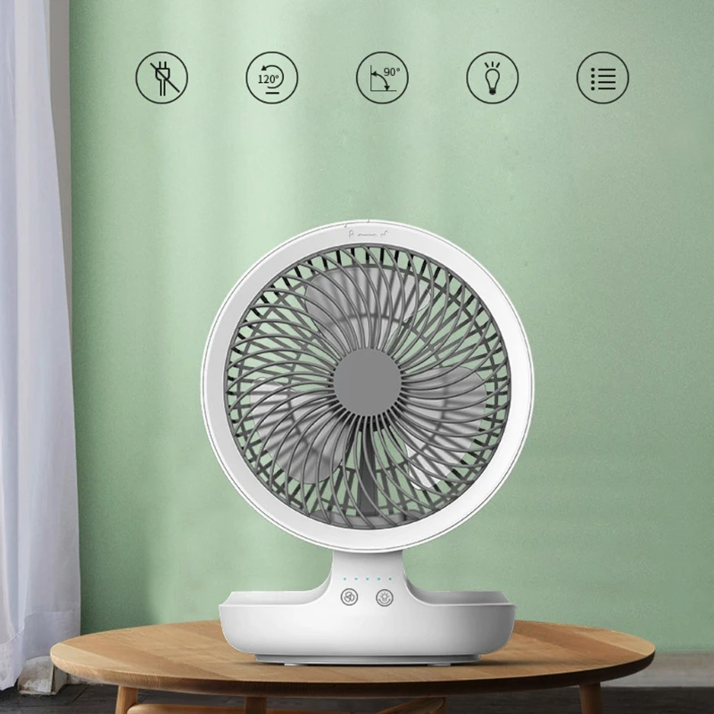 4000mAh USB Rechargeable Air Circulation Fan 120 Degree Oscillation 4 Speed Foldable Fan With LED Light for outdoor Home
4000mAh USB Rechargeable Air Circulation Fan 120 Degree Oscillation 4 Speed Foldable Fan With LED Light for outdoor Home