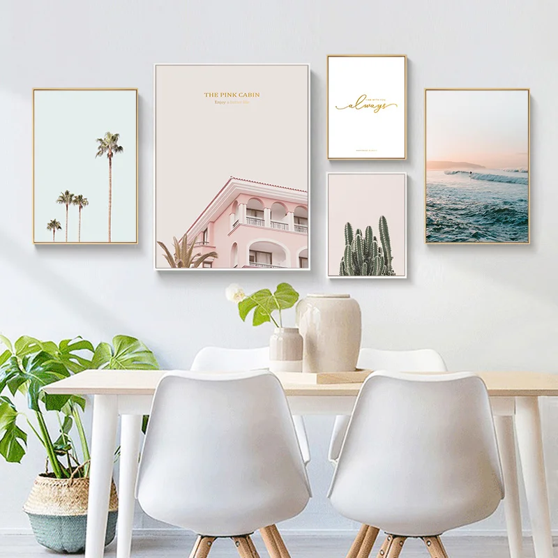 Pink Cabin Canvas Painting Palm Tree Cactus Seascape Poster and Print Nordic Wall Art Picture for Living Room Modern Home Decor
Pink Cabin Canvas Painting Palm Tree Cactus Seascape Poster and Print Nordic Wall Art Picture for Living Room Modern Home Decor