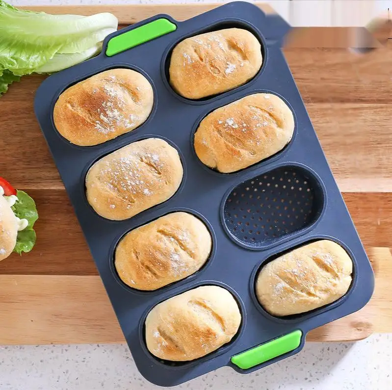 Household Food Grade Silicone Oval Cake Mold Baking Non-stick Silicone 8 Grids French Bread Mold Kitchen Bakeware
Household Food Grade Silicone Oval Cake Mold Baking Non-stick Silicone 8 Grids French Bread Mold Kitchen Bakeware