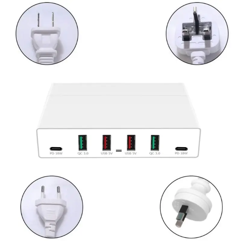 72W QC3.0 Quick Charge 3.0 4x USB Dual USB C Type-C PD Fast Charger Station Hub For iPhone Mobile Phone Tablet L9CA
72W QC3.0 Quick Charge 3.0 4x USB Dual USB C Type-C PD Fast Charger Station Hub For iPhone Mobile Phone Tablet L9CA