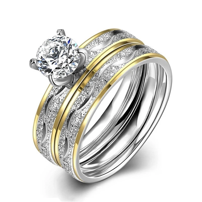 2pcs/set Crystal Stainless Steel Ring for Women Men AAA White Cubic Zircon Rhinestone Wedding Band Ring Jewelry aneis feminino
2pcs/set Crystal Stainless Steel Ring for Women Men AAA White Cubic Zircon Rhinestone Wedding Band Ring Jewelry aneis feminino