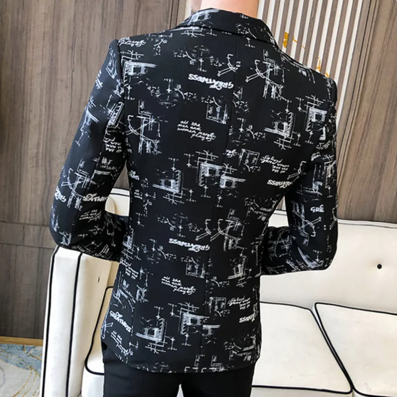 2021 Brand clothing Fashion Men's Spring high quality Leisure business suit/Male printing Casual Blazers jacket Plus size S-3XL | Мужская