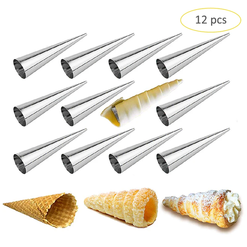 12Pcs/Set Pastry Cream Horn Mold Waffle Cone Roll Croissant Cannoli Tubes Ice Baking Tool
12Pcs/Set Pastry Cream Horn Mold Waffle Cone Roll Croissant Cannoli Tubes Ice Baking Tool
