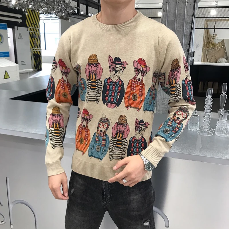 2020 Autumn And Winter New Round Neck Dog Pattern Men's Slim Fit Knitted Pullovers Men's Casual Sweater Outwear
2020 Autumn And Winter New Round Neck Dog Pattern Men's Slim Fit Knitted Pullovers Men's Casual Sweater Outwear