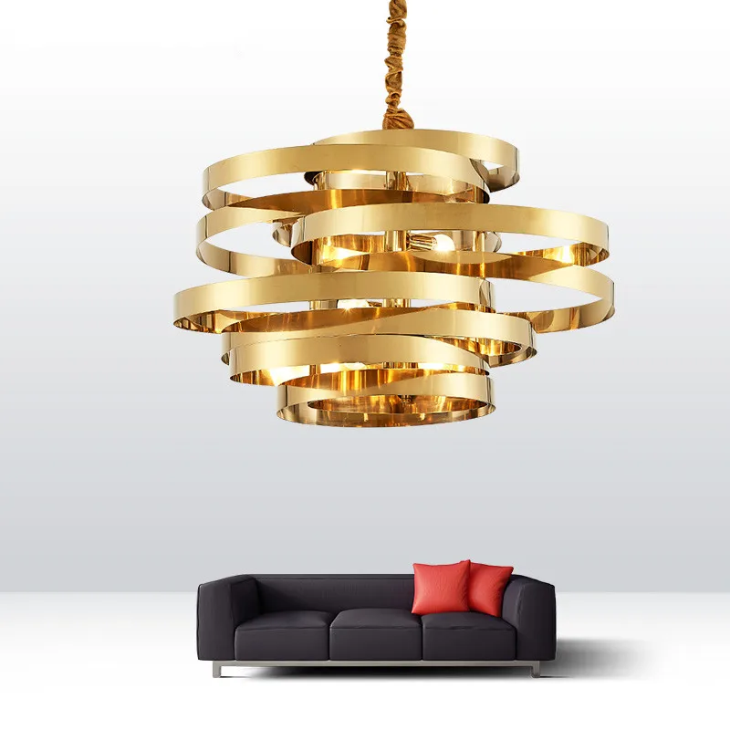 Modern LED Tornado Pendant Lights Gold Ring Stainless Steel Pendant Lamps Atmosphere Light luxury dining room lamp
Modern LED Tornado Pendant Lights Gold Ring Stainless Steel Pendant Lamps Atmosphere Light luxury dining room lamp