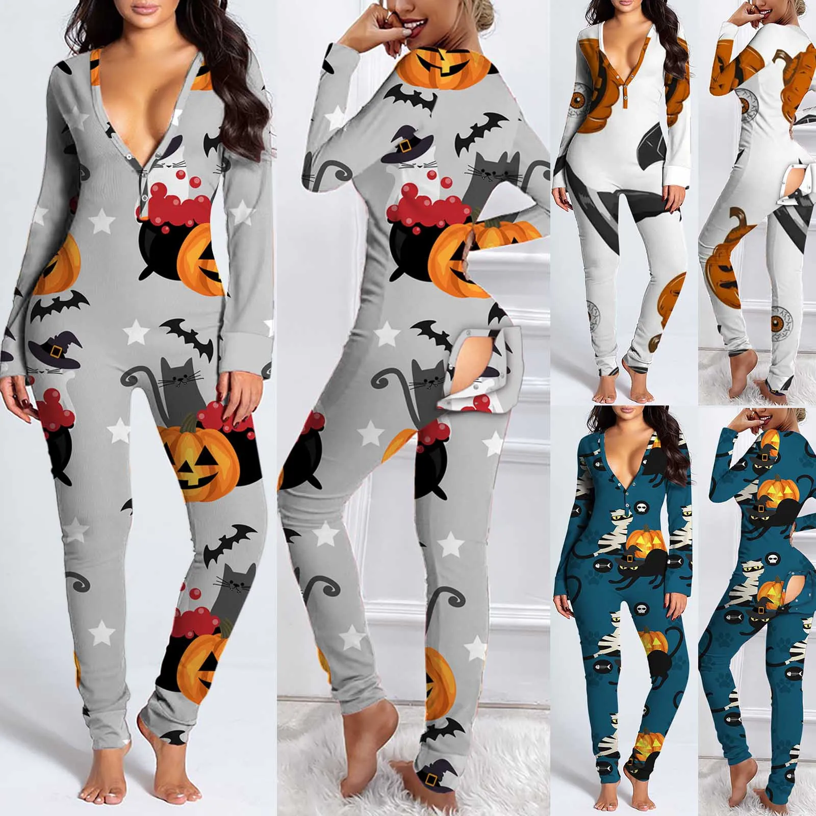 Sexy Women Pajamas Onesies Button-down Front Functional Buttoned Flap Adults Pyjama Long Sleeve Jumpsuit Female Sleepwear pyjama
Sexy Women Pajamas Onesies Button-down Front Functional Buttoned Flap Adults Pyjama Long Sleeve Jumpsuit Female Sleepwear pyjama