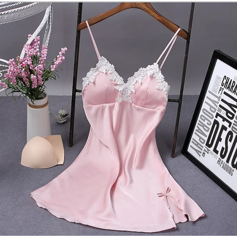 Silk Nightgowns Side Slit Backless With Lace Sexy Sleepshirt Nightgrown Soft Artificial Night Dress V-Neck Cute Solid Mini Dress
Silk Nightgowns Side Slit Backless With Lace Sexy Sleepshirt Nightgrown Soft Artificial Night Dress V-Neck Cute Solid Mini Dress